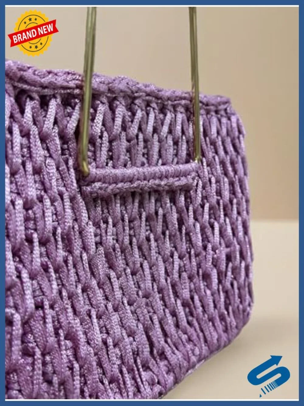Handcrafted Woven Bag with Metallic Yarn - Evening Hobo